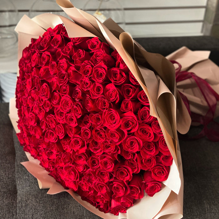 200 Red Roses Hand-Crafted Bouquet