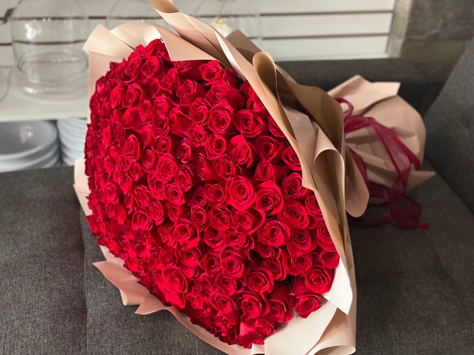 200 Red Roses Hand-Crafted Bouquet