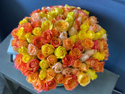 100 yellow and orange roses luxury arrangement in Miami