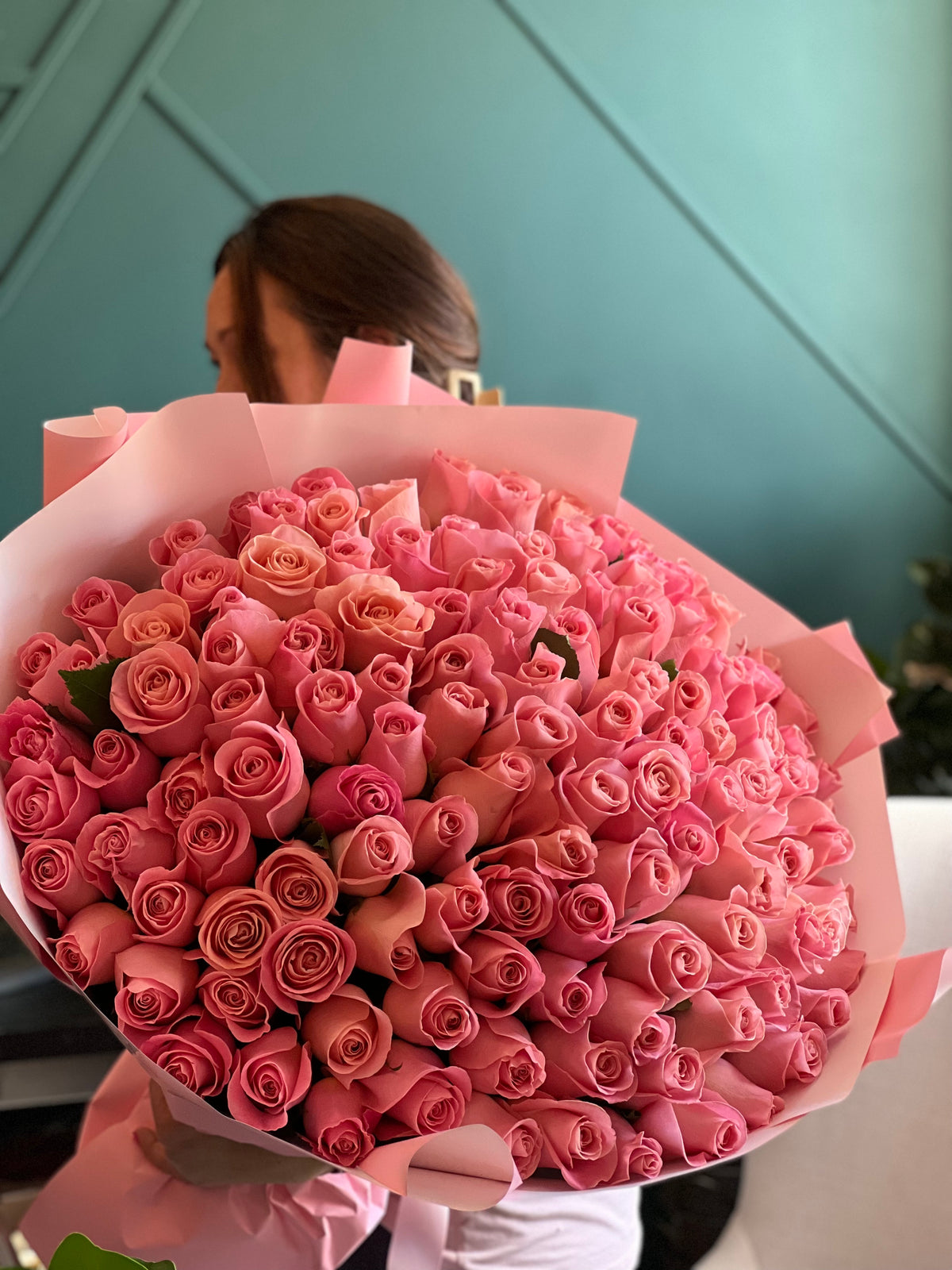 150 Blush Pink Roses handcrafted bouquet for Miami delivery