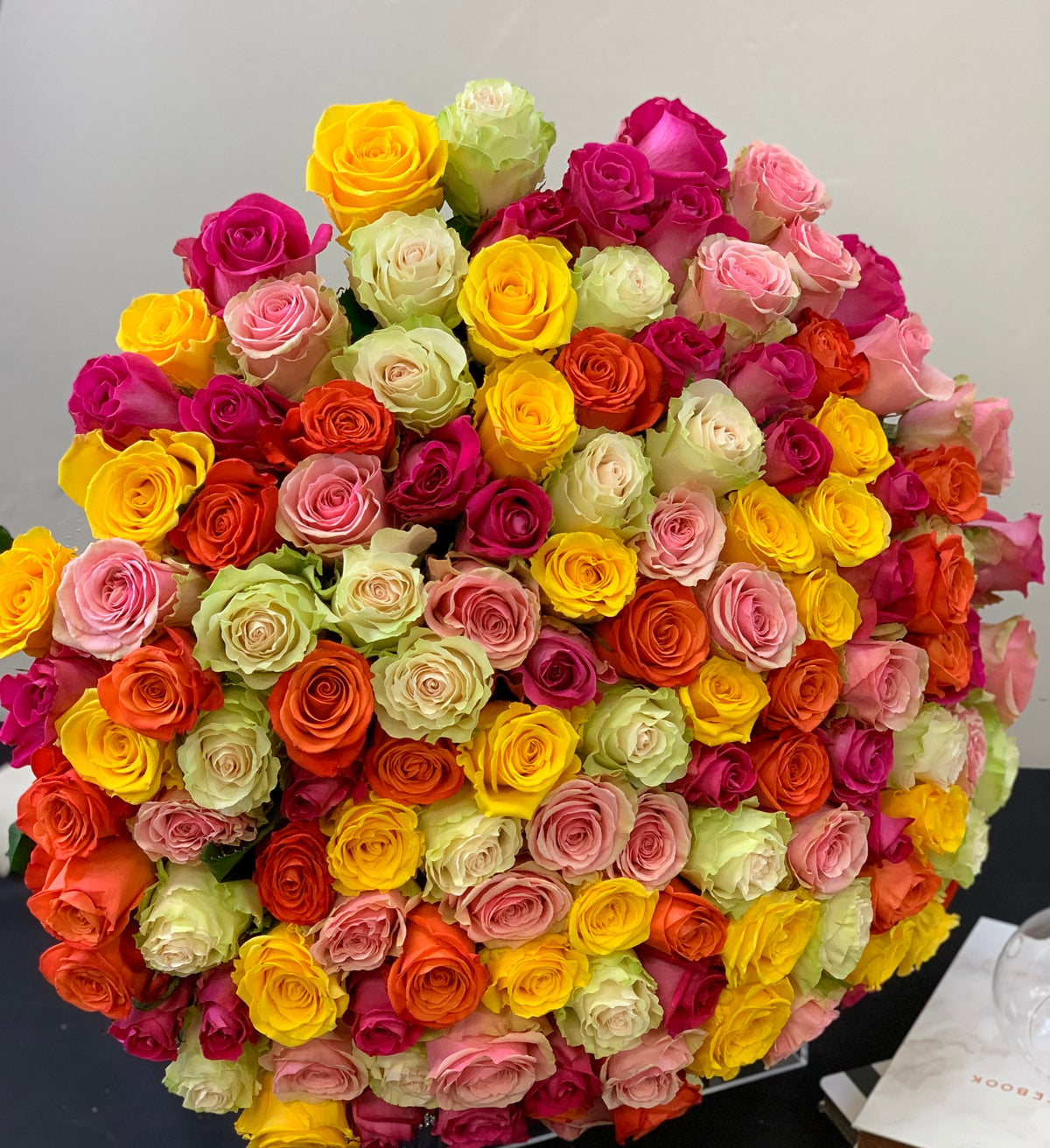 150 Rainbow Roses in assorted mixed colors luxury bouquet Miami