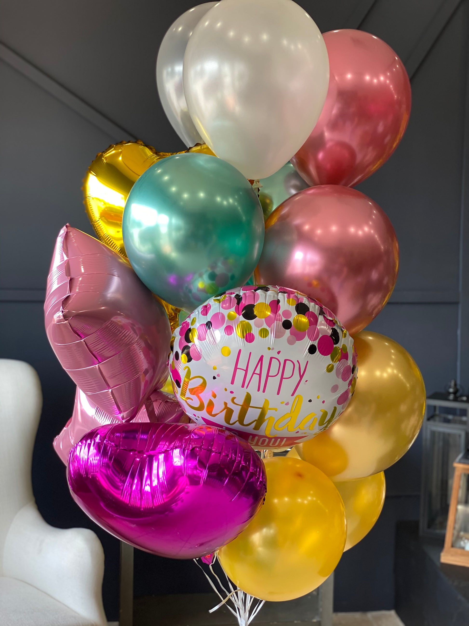 2 dozen foil and latex birthday balloon bouquet by Luxury Flowers Miami