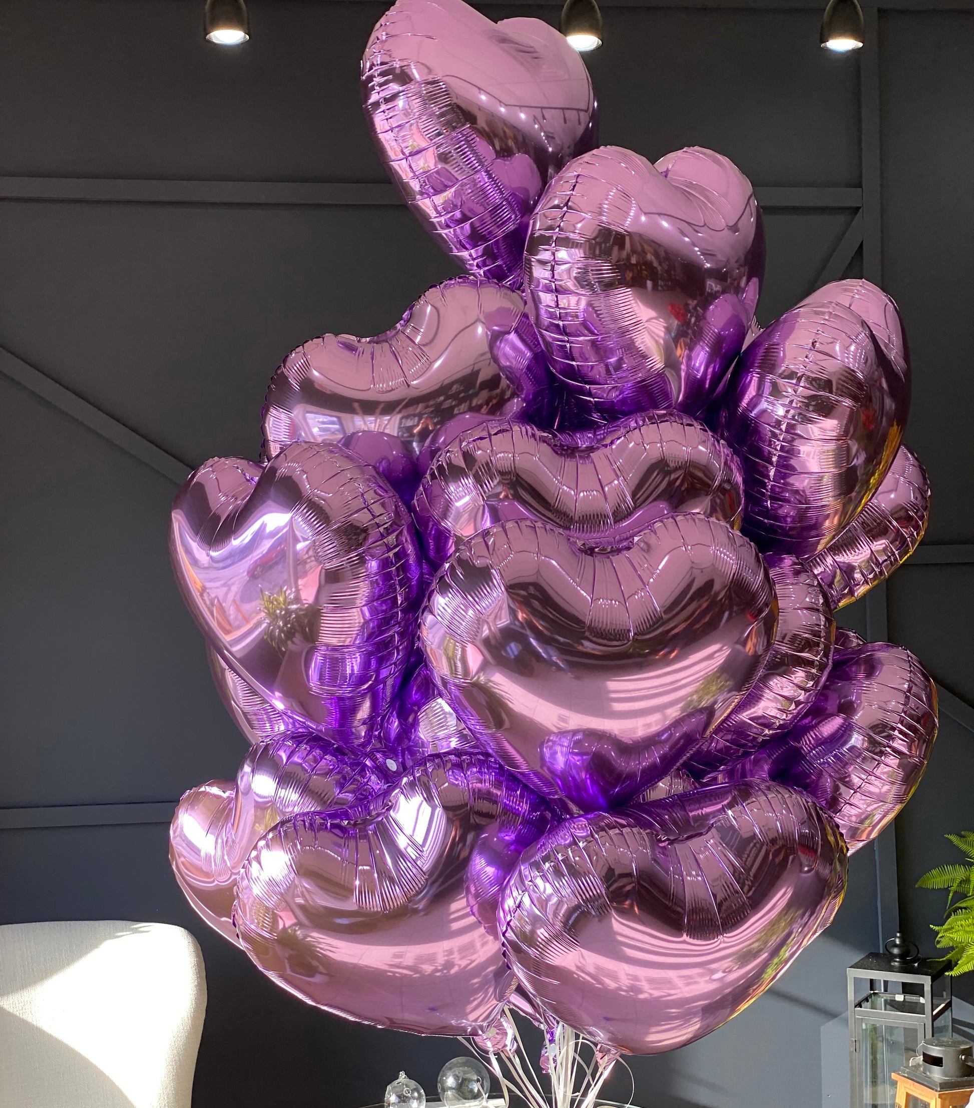 2 dozen lavender purple heart balloon bouquet by Luxury Flowers Miami