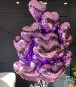 2 dozen lavender purple heart balloon bouquet by Luxury Flowers Miami