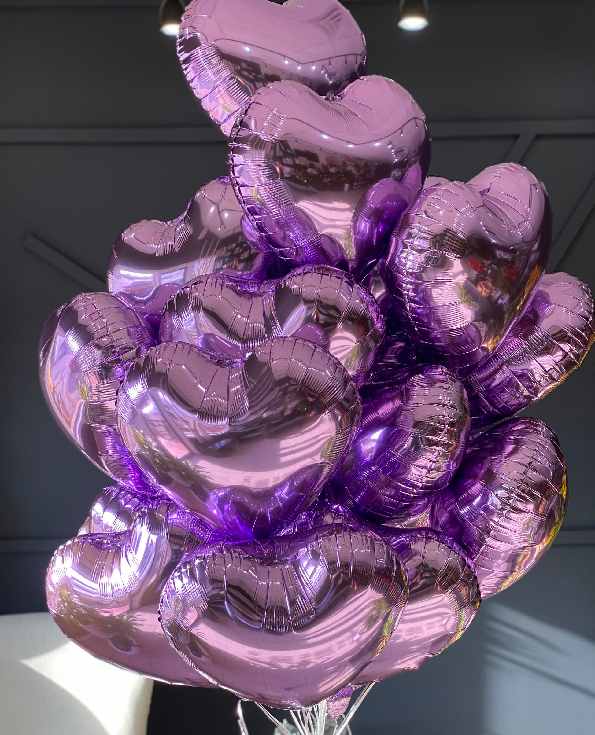 2 dozen lavender purple heart balloon bouquet for delivery in Miami