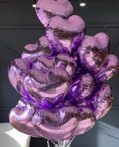 2 dozen lavender purple heart balloon bouquet for delivery in Miami