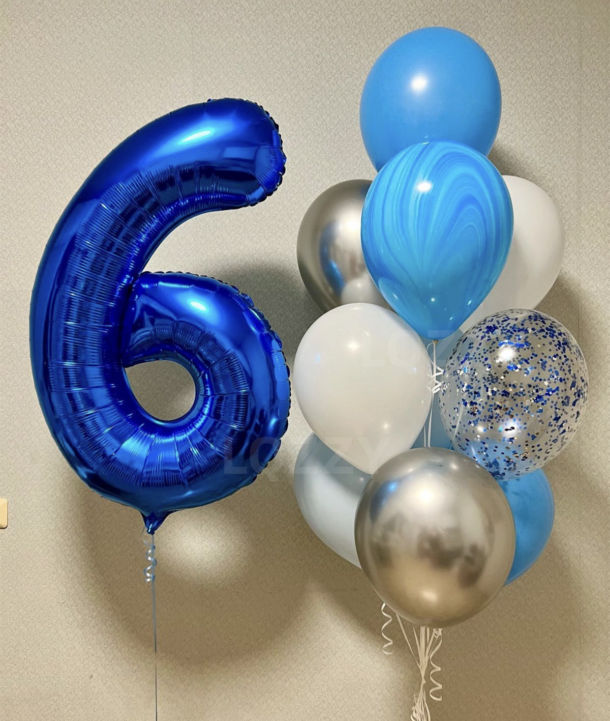 40-inch foil number balloon with coordinating birthday balloons
