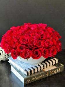 Luxury Red Roses Arrangement in Vase | Classic Rose Dome buy online Luxury Flowers Miami