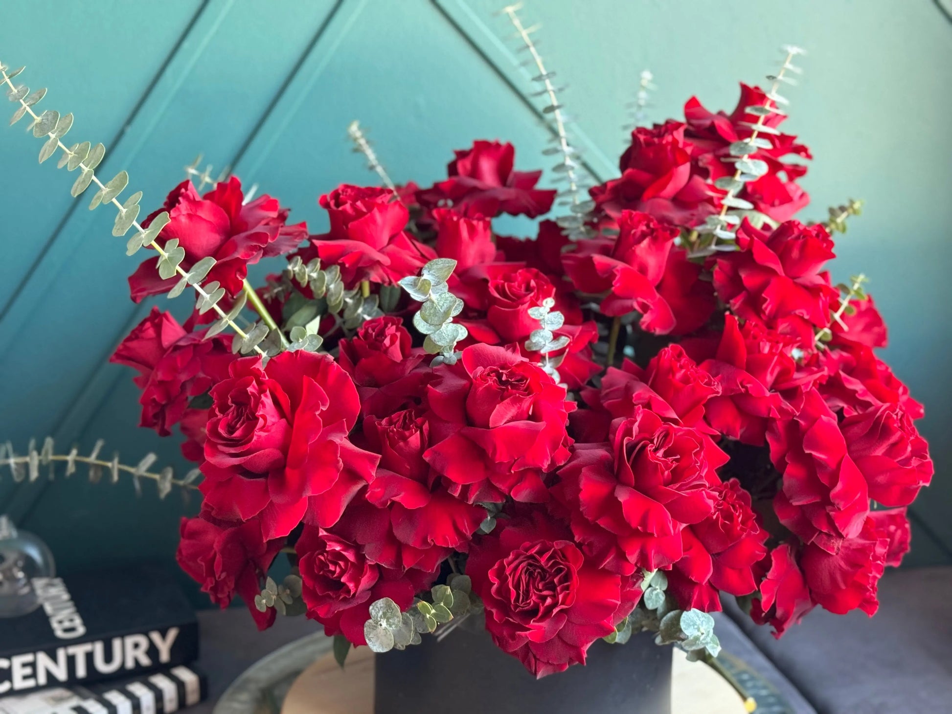 50 French red roses luxury arrangement Miami Beach