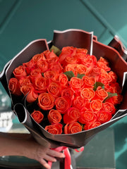 50 orange roses bouquet handcrafted in Miami