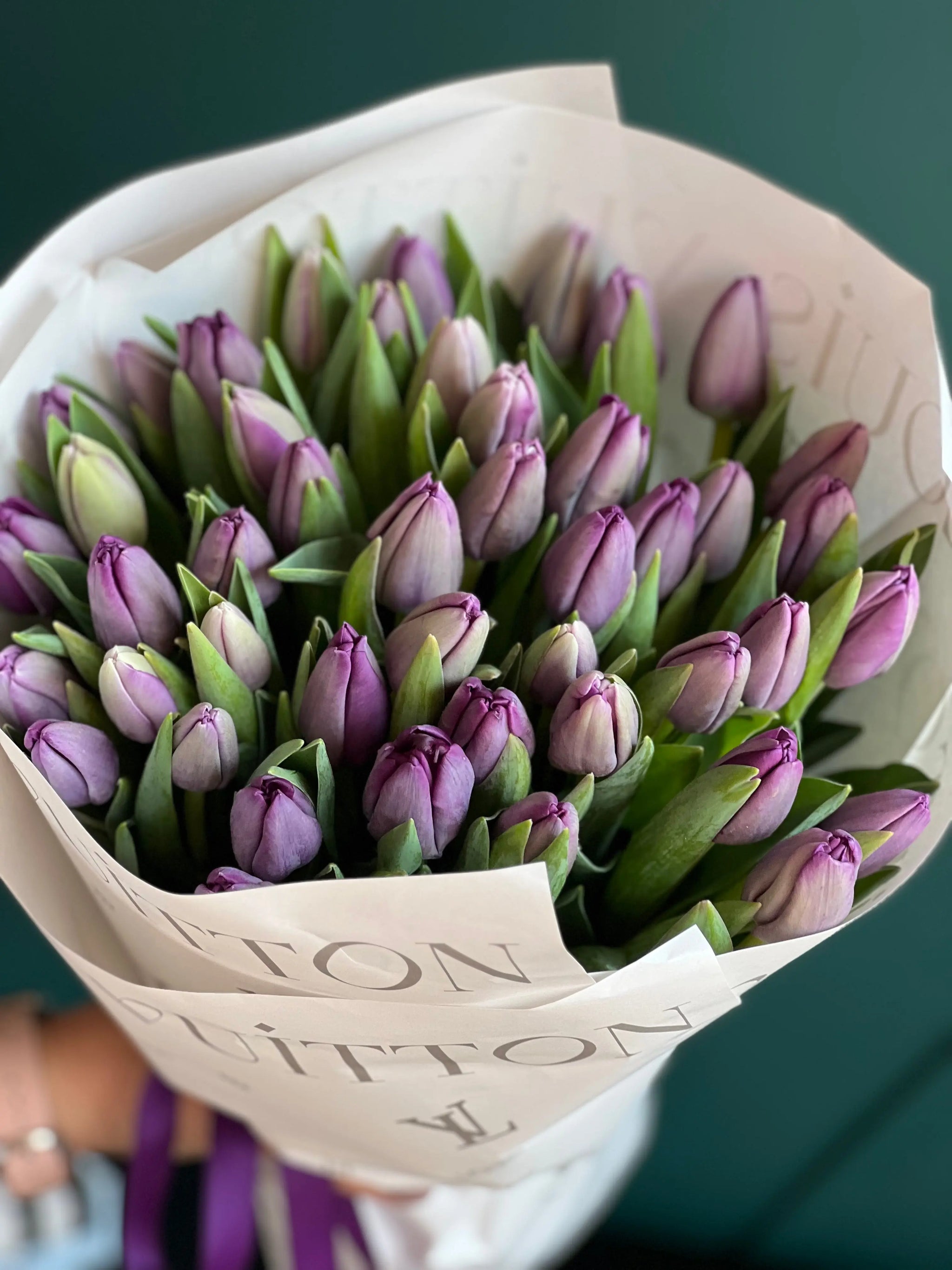 50 purple tulips bouquet miami