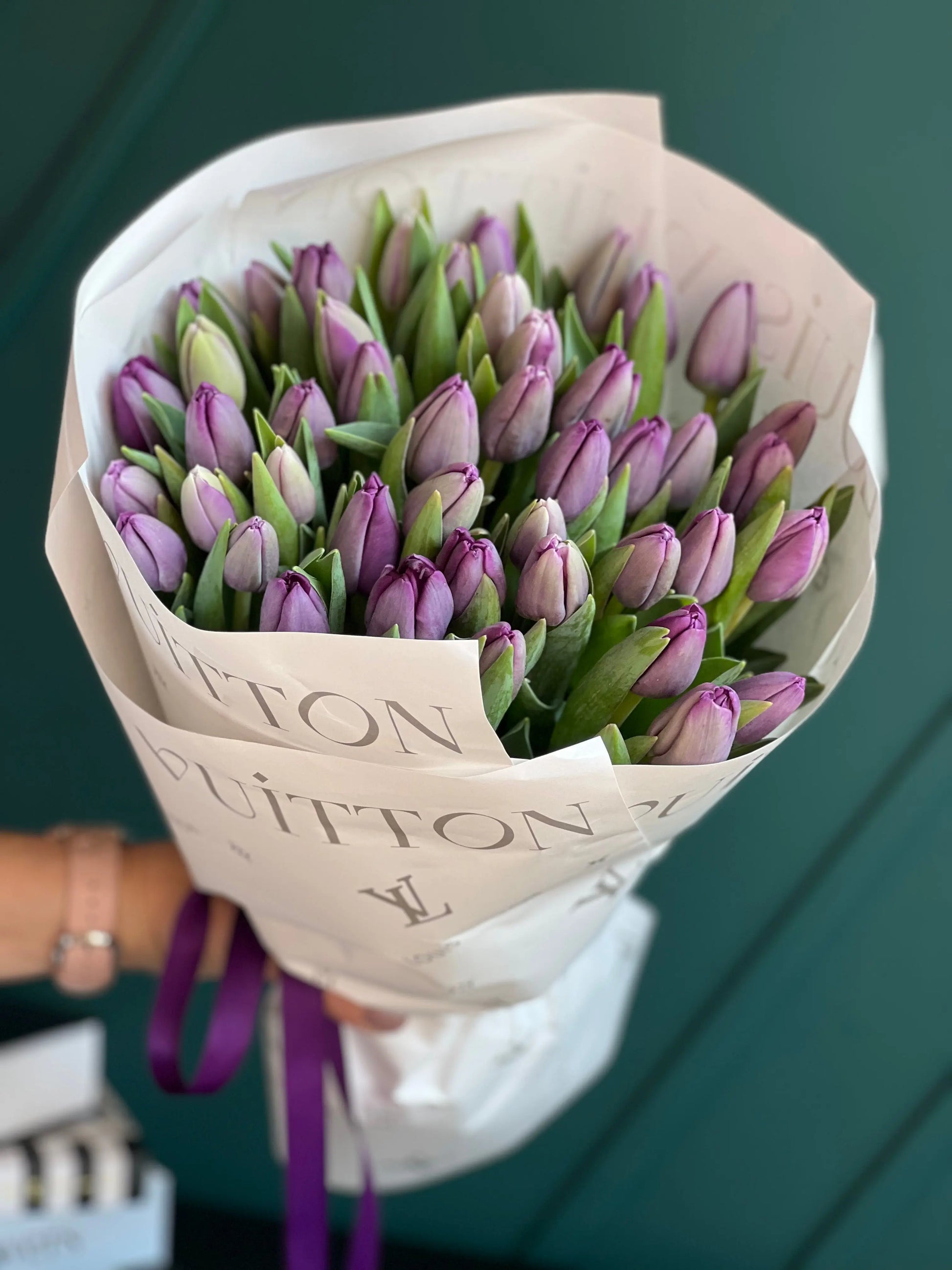 50 purple tulips bouquet miami delivery