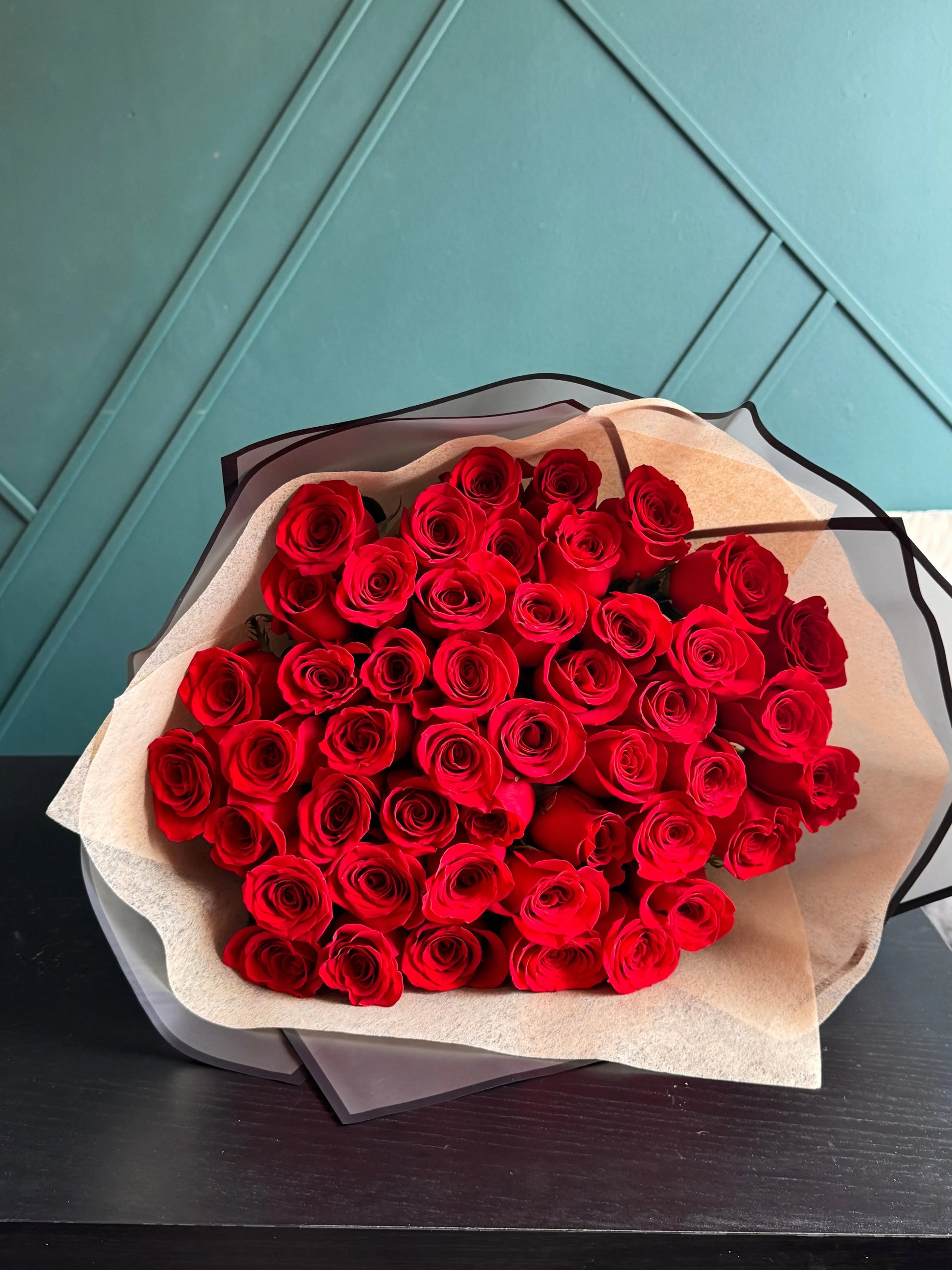 50 red roses bouquet for romantic flower delivery in Miami