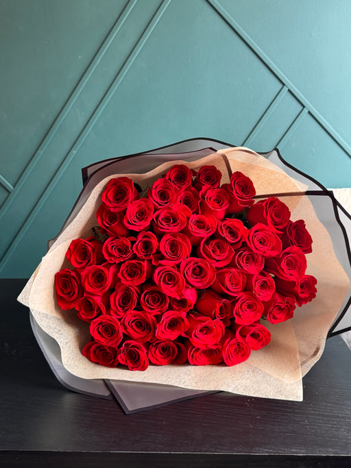 50 red roses bouquet for romantic flower delivery in Miami