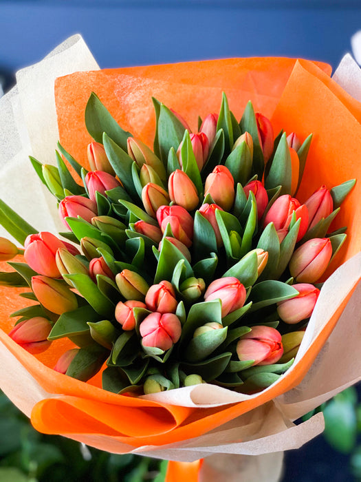 50 Orange Tulips Bouquet | Luxury Flowers Miami