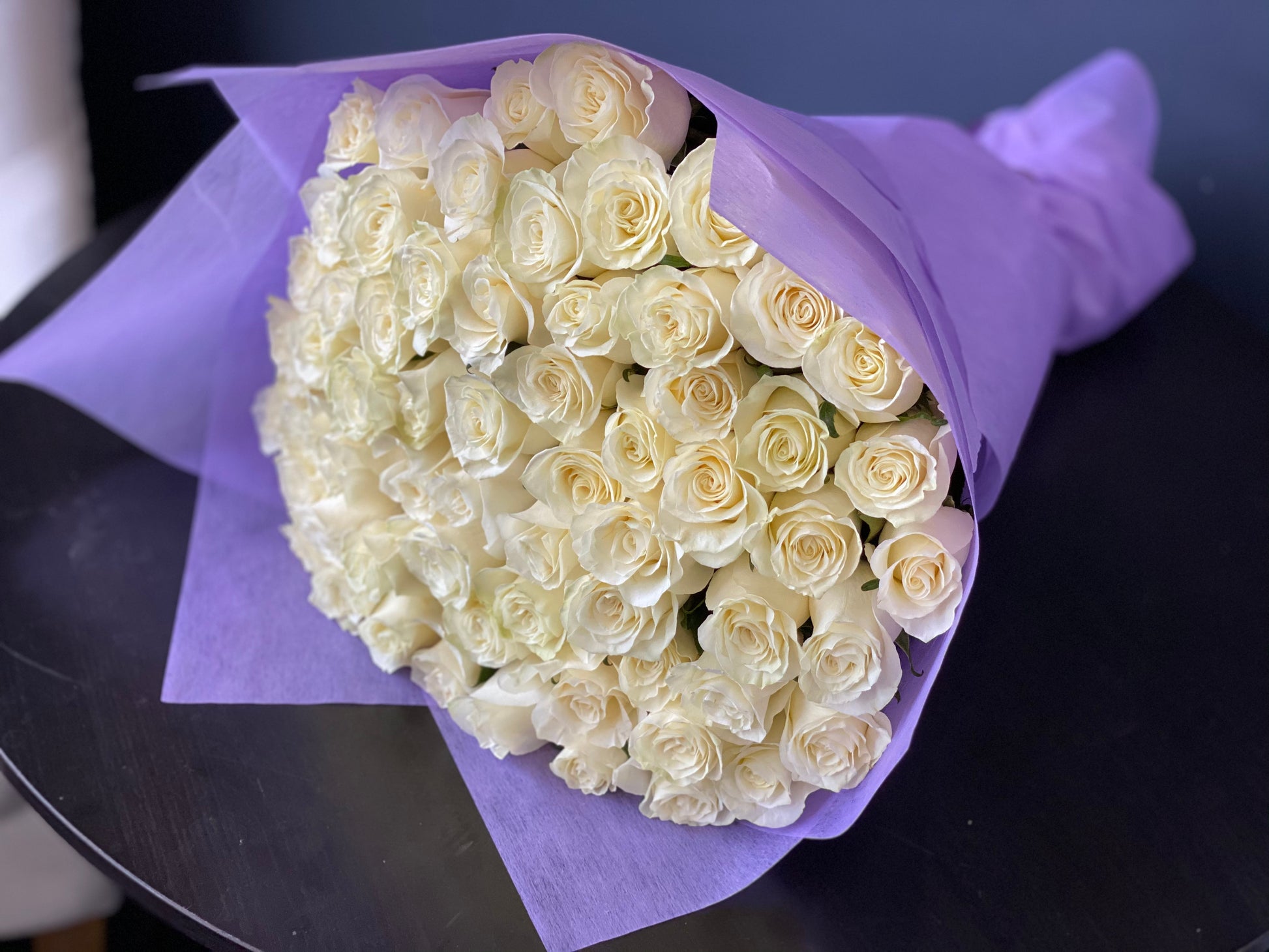 75 white roses for anniversary flowers Miami