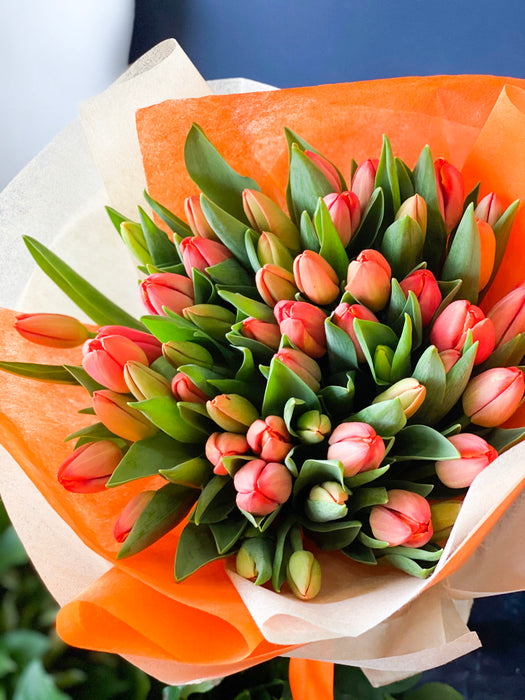 50 Orange Tulips Bouquet | Luxury Flowers Miami