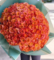 150 Premium Orange Roses Bouquet