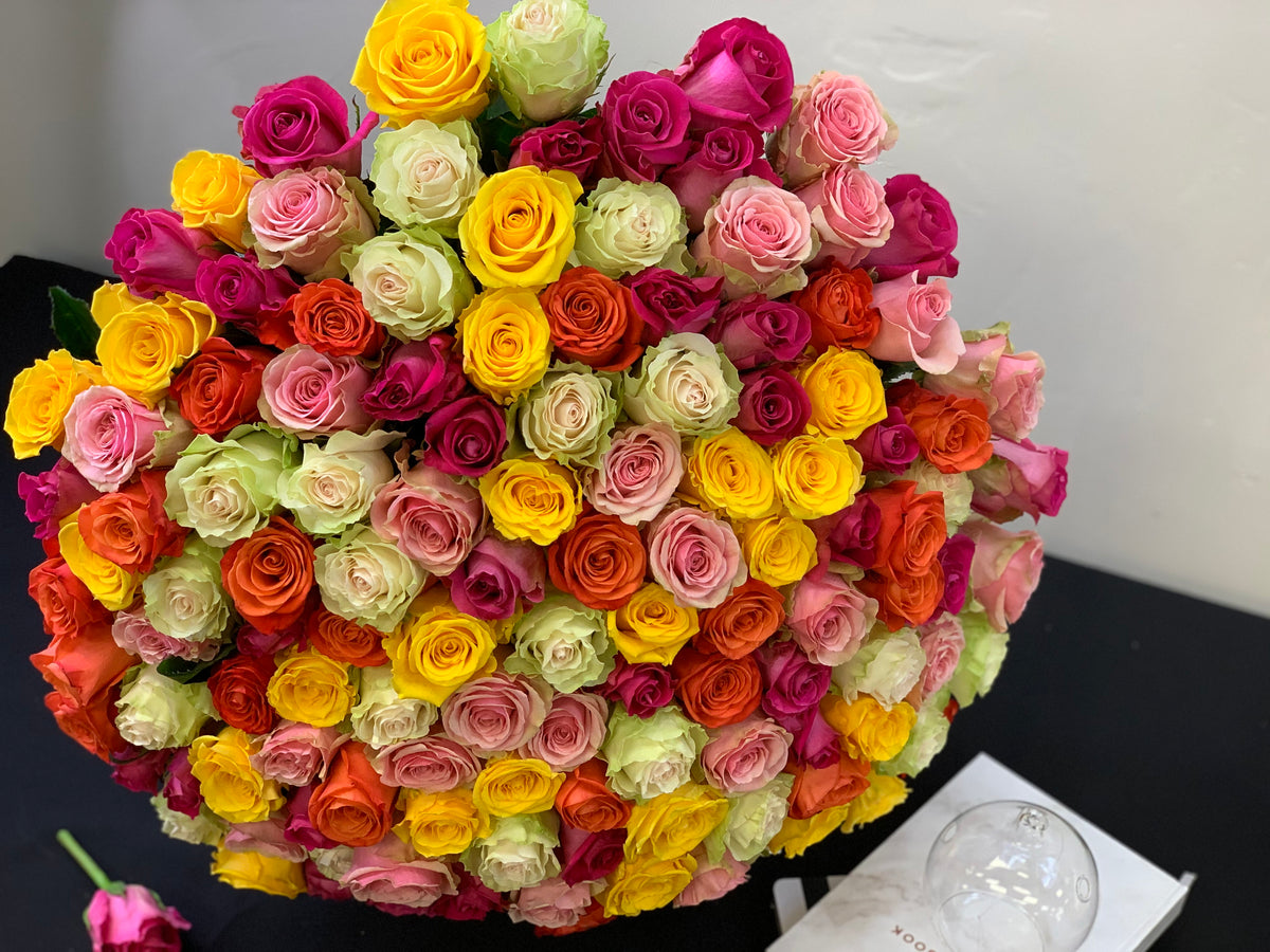 Assorted mixed rose bouquet with 150 premium fresh roses