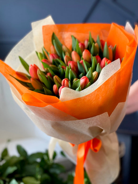 50 Orange Tulips Bouquet | Luxury Flowers Miami