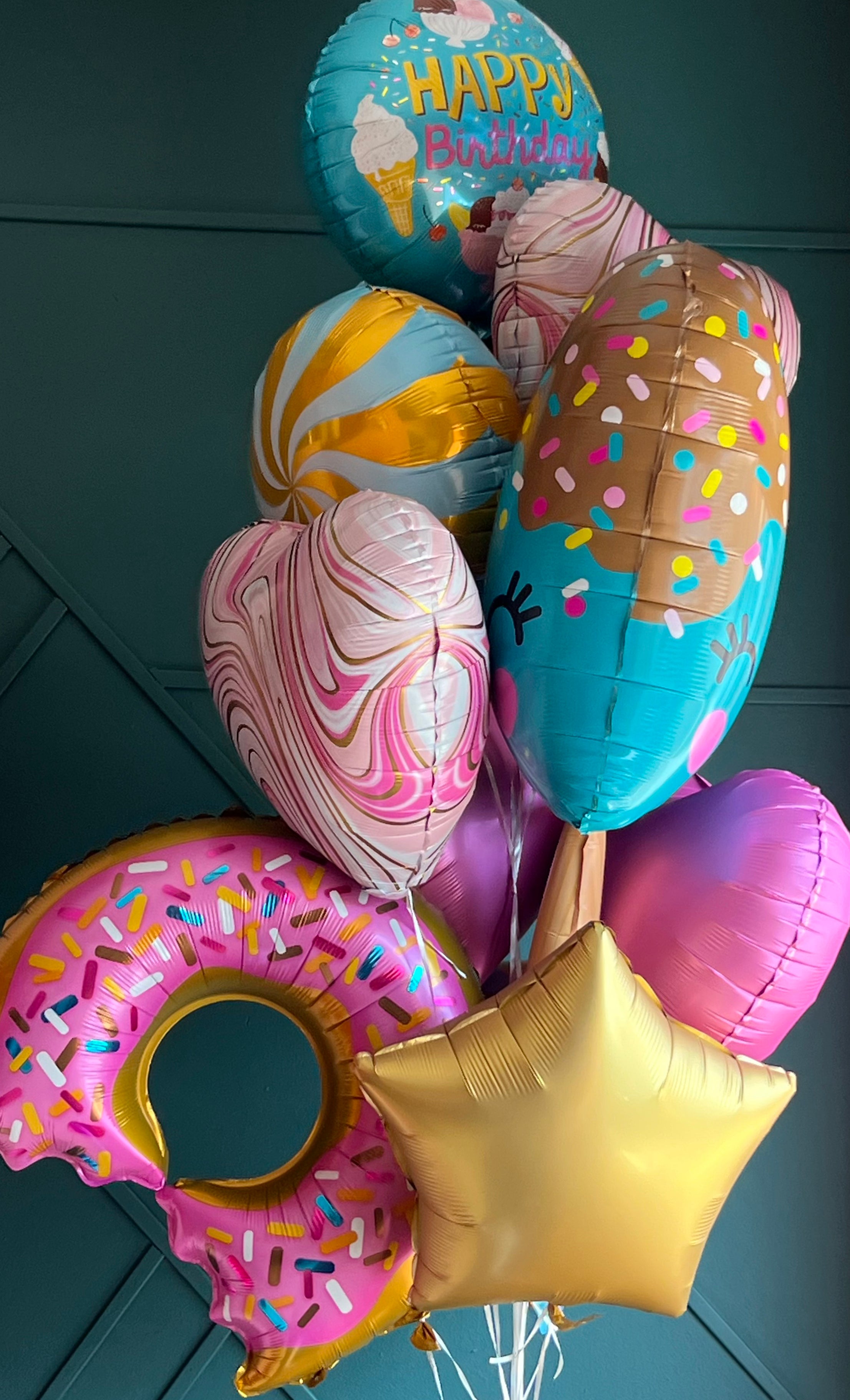 Candy and ice cream balloon bouquet for birthday delivery by Luxury Flowers Miami