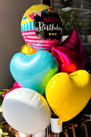 Colorful Happy Birthday 7 balloon bouquet for delivery by Luxury Flowers Miami
