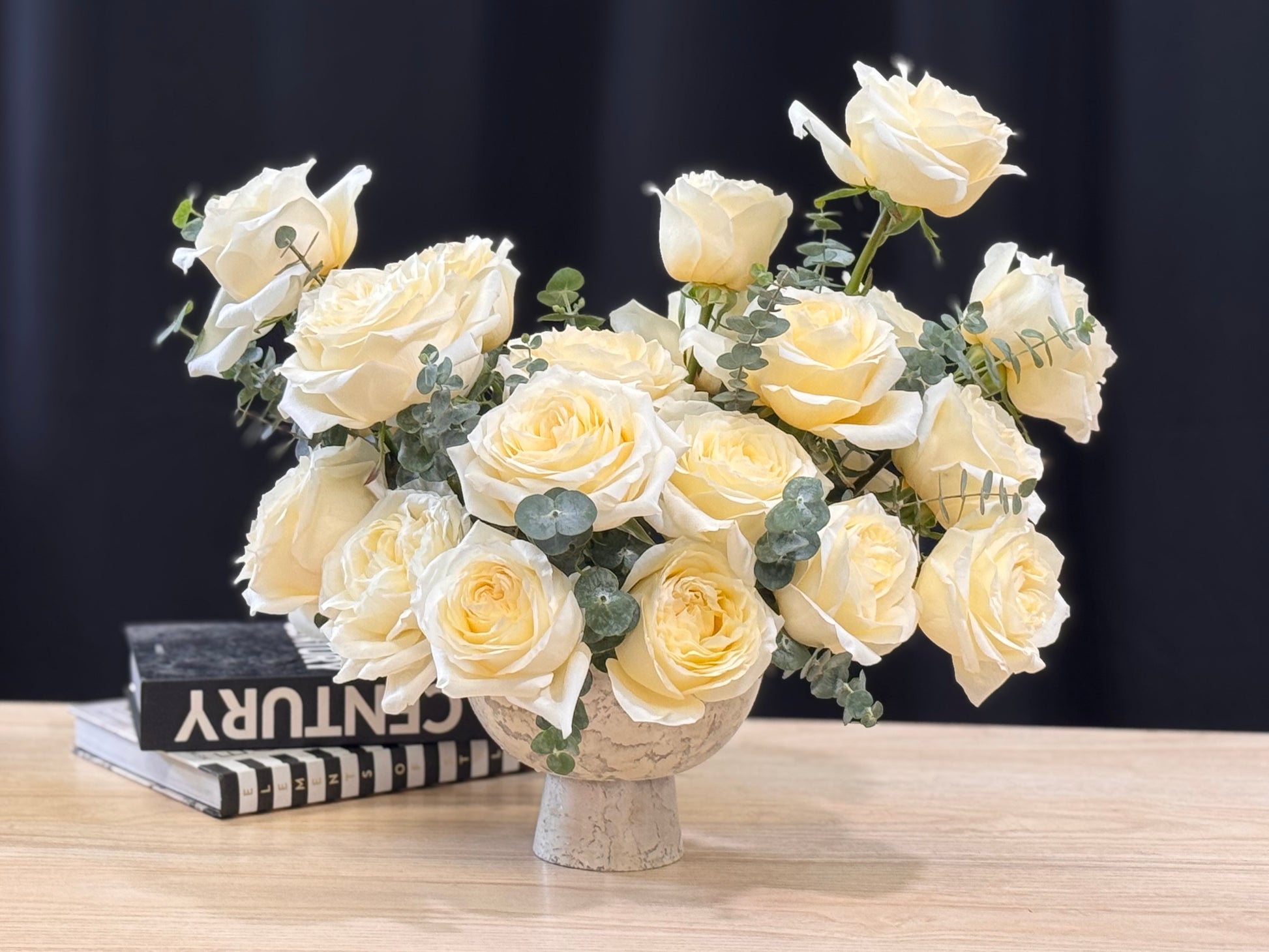 Elegant 24 white rose arrangement for delivery Miami