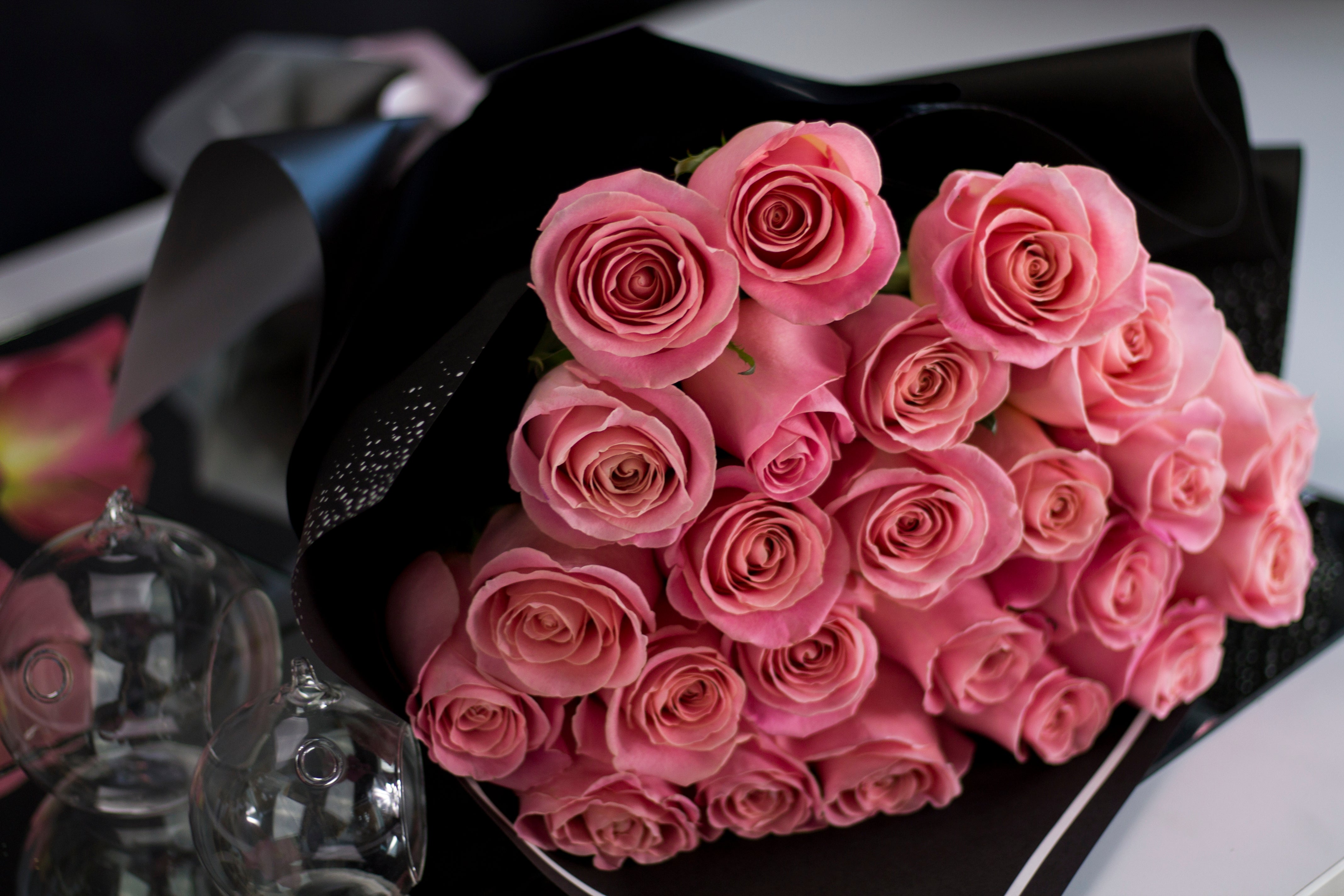 Elegant 2 dozen blush roses bouquet for anniversaries