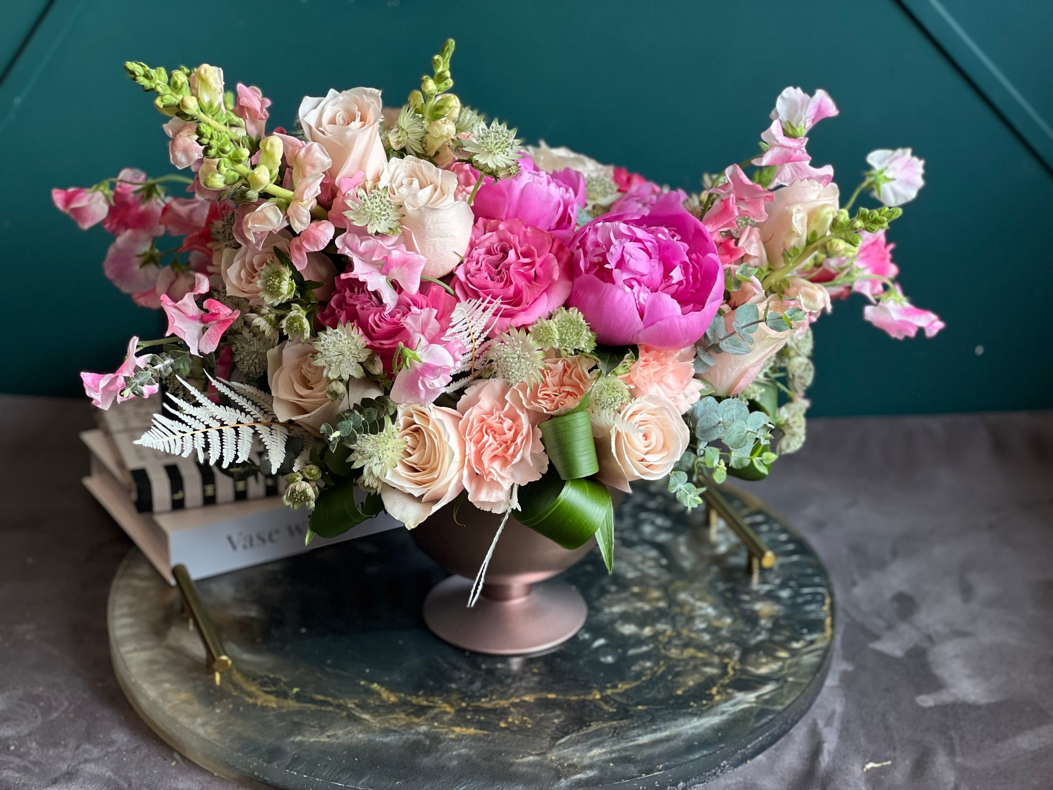 Elegant floral centerpiece by Miami luxury florist