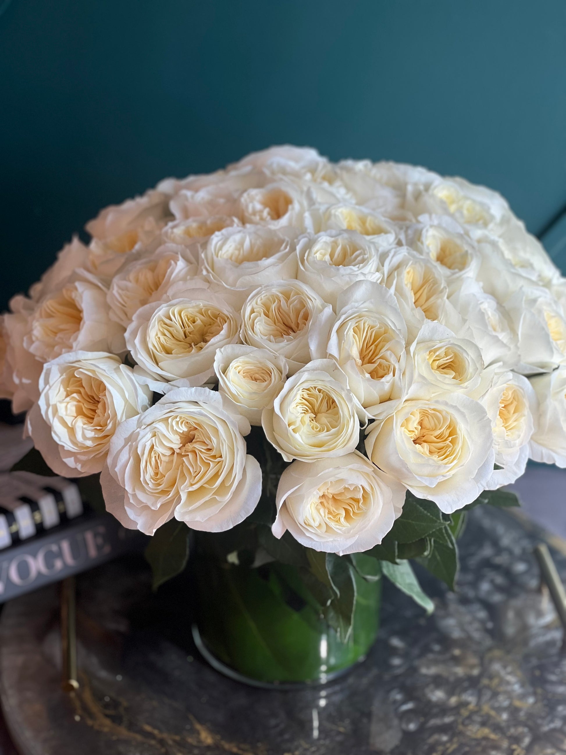 Elegant garden rose arrangement for luxury flower delivery in Miami