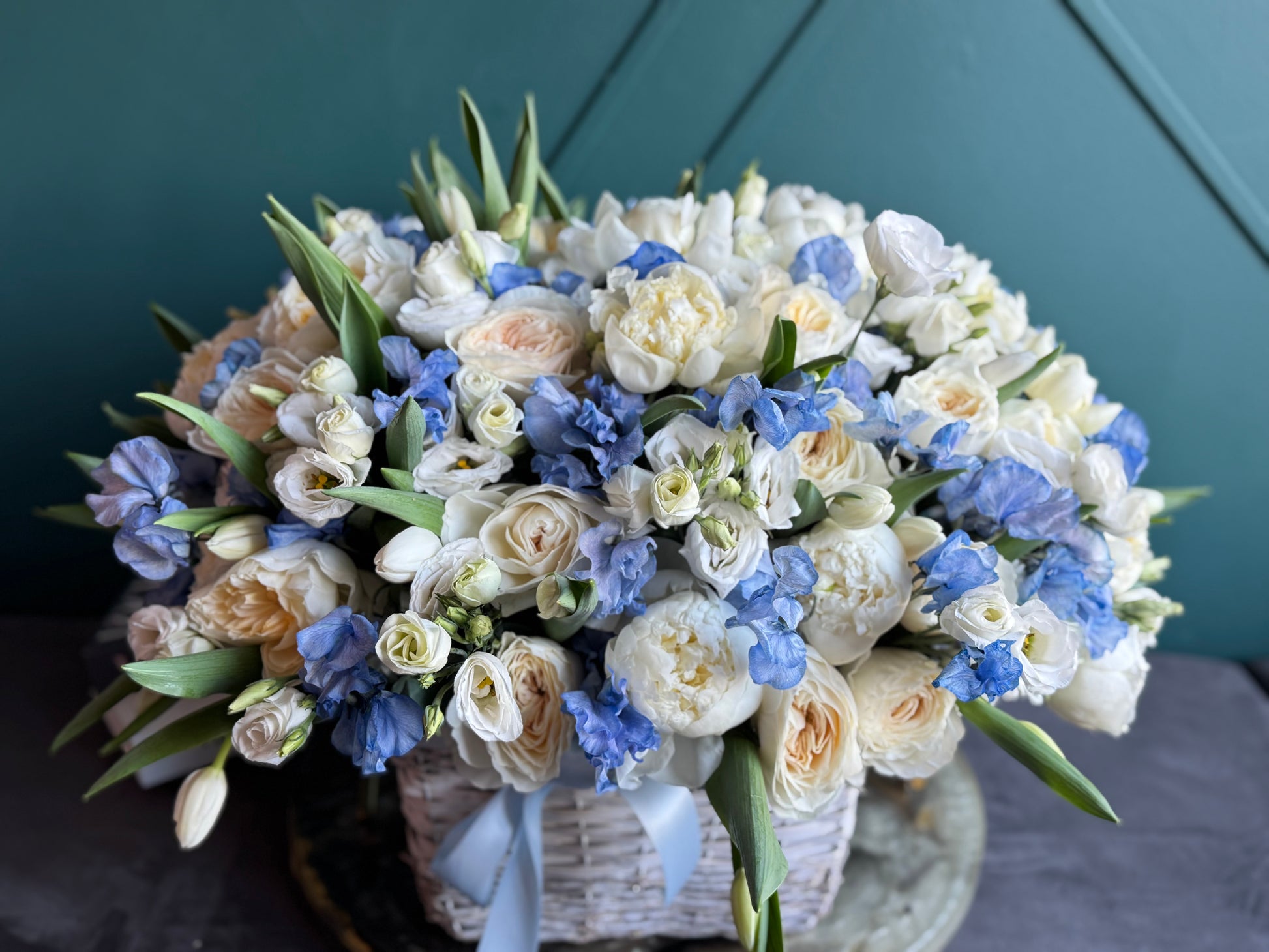 Exclusive Miami flower arrangement with peonies tulips and lisianthus