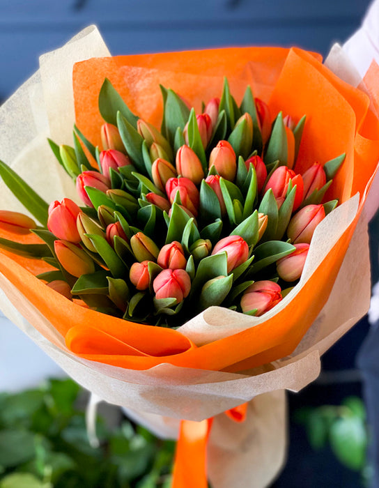50 Orange Tulips Bouquet | Luxury Flowers Miami