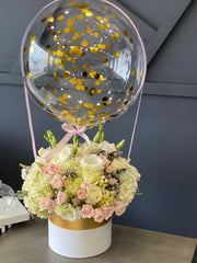 Flowers in a box with balloon Fly With Me Miami