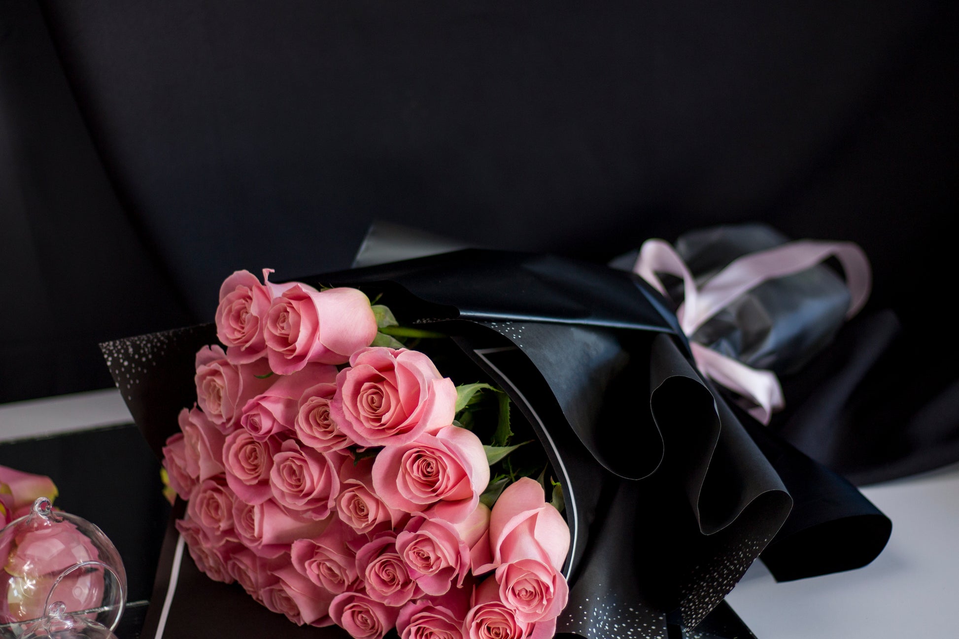 Fresh 2 dozen pink roses bouquet for same-day Miami delivery