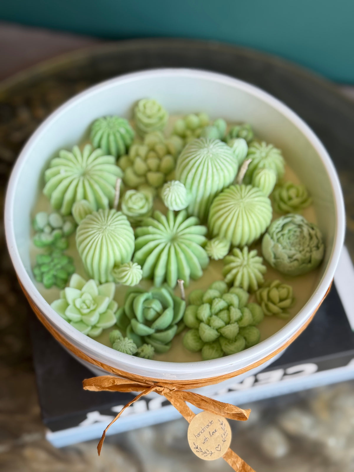 Hand-made cactus and succulent candle by Luxury Flowers Miami