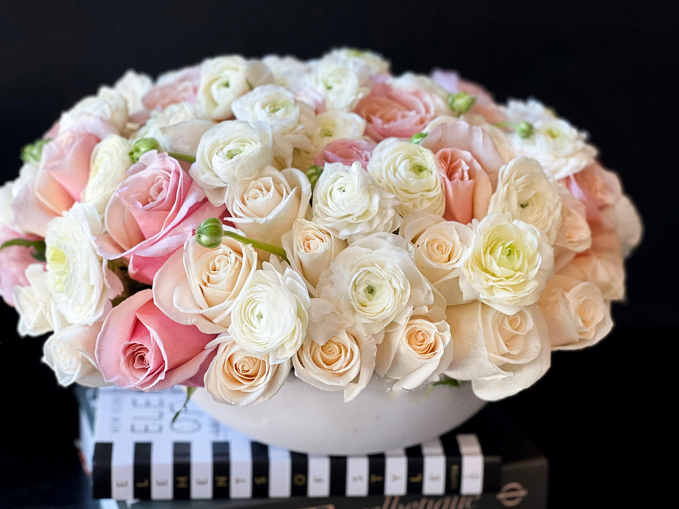 Handcrafted 50 roses arrangement by Luxury Flowers Miami