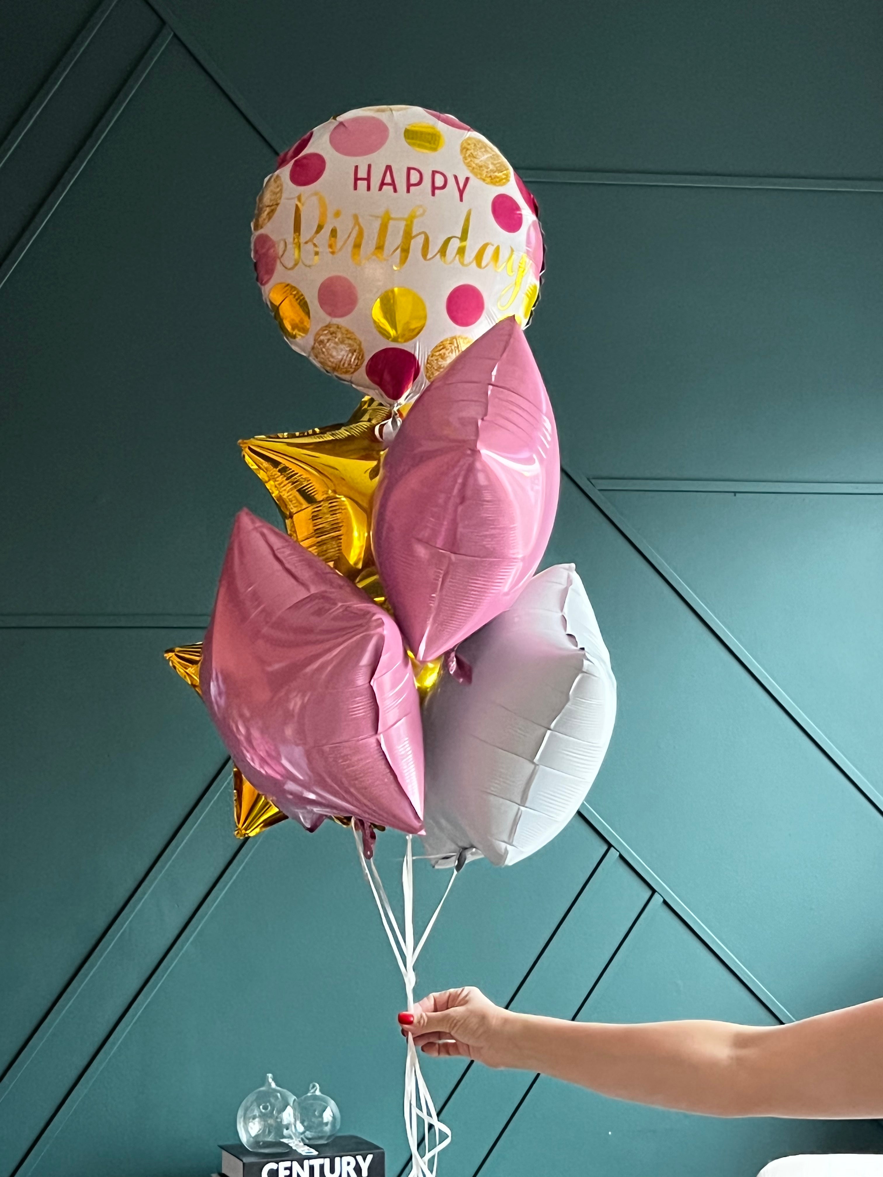 Happy Birthday balloon arrangement with star balloons in Miami