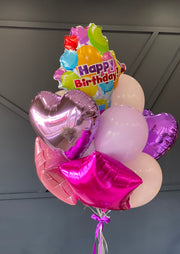 Happy Birthday foil and latex balloon bouquet by Luxury Flowers Miami