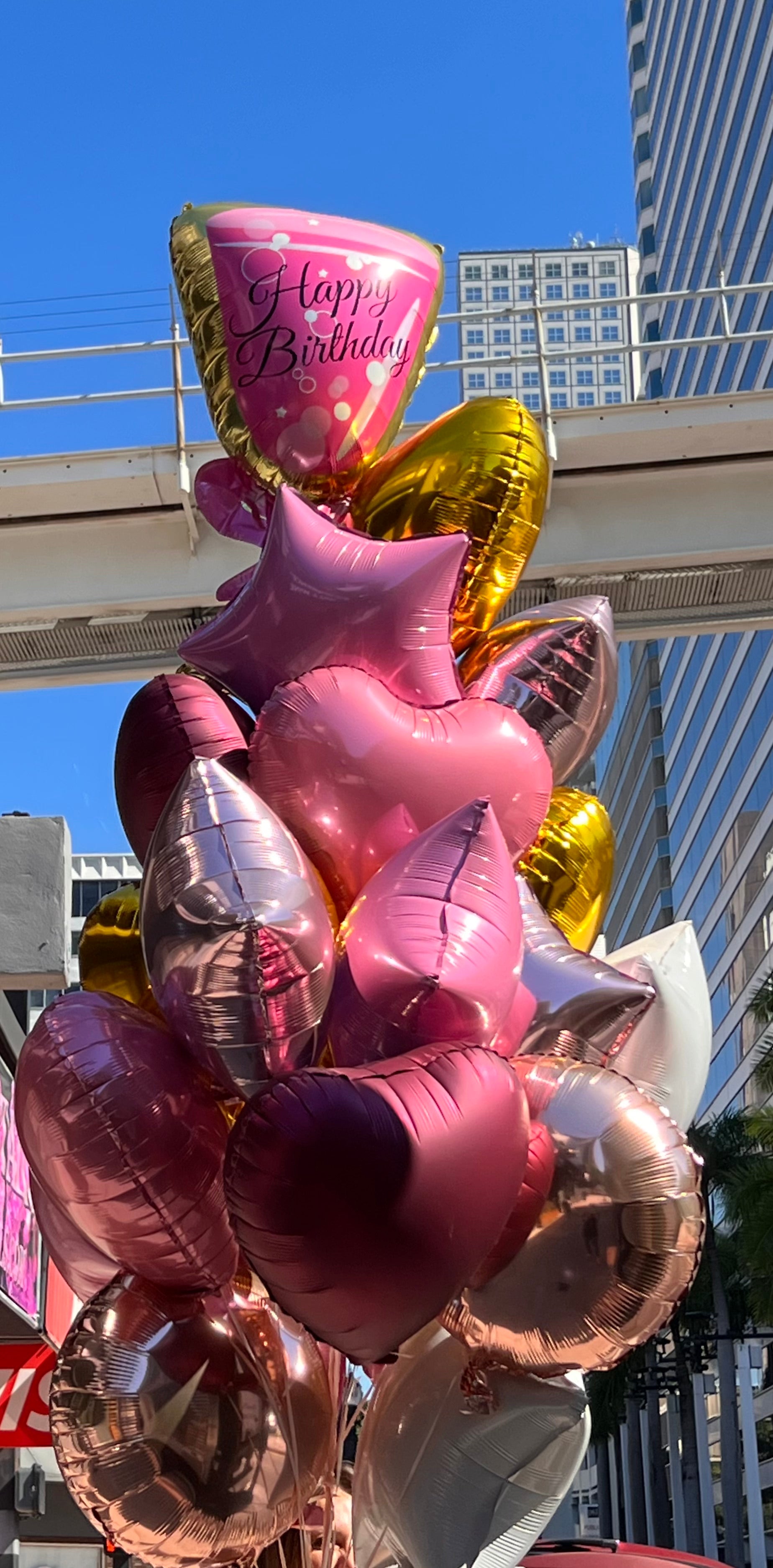 Happy Birthday large balloon bouquet with up to 24 balloons for delivery by Luxury Flowers Miami