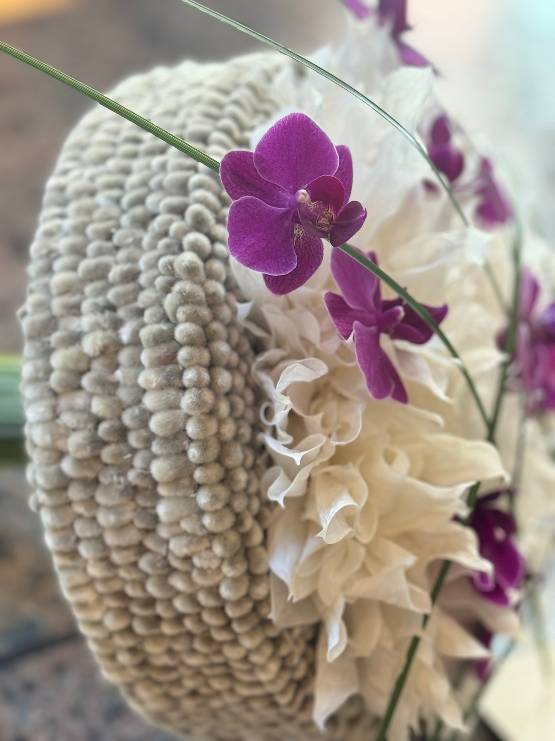 Designer orchid bouquet for Miami Beach wedding
