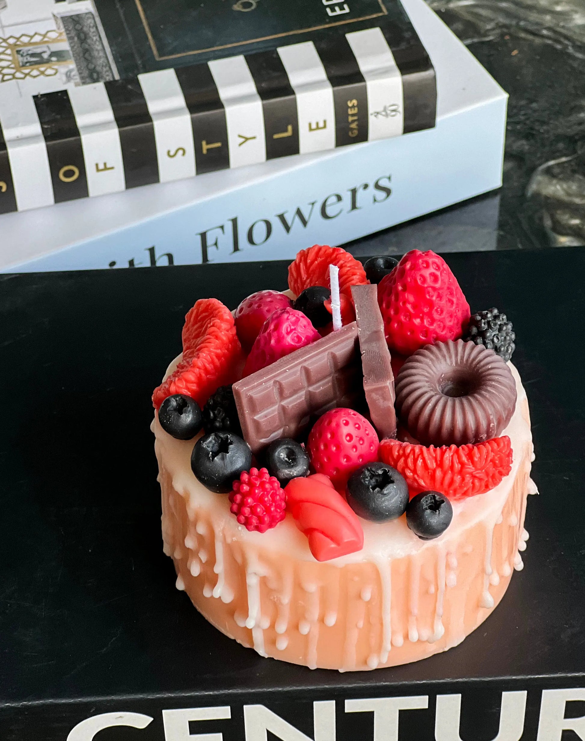 Dessert Cake Candle | Handmade Soy Wax Candle with Berries & Chocolate buy online Luxury Flowers Miami