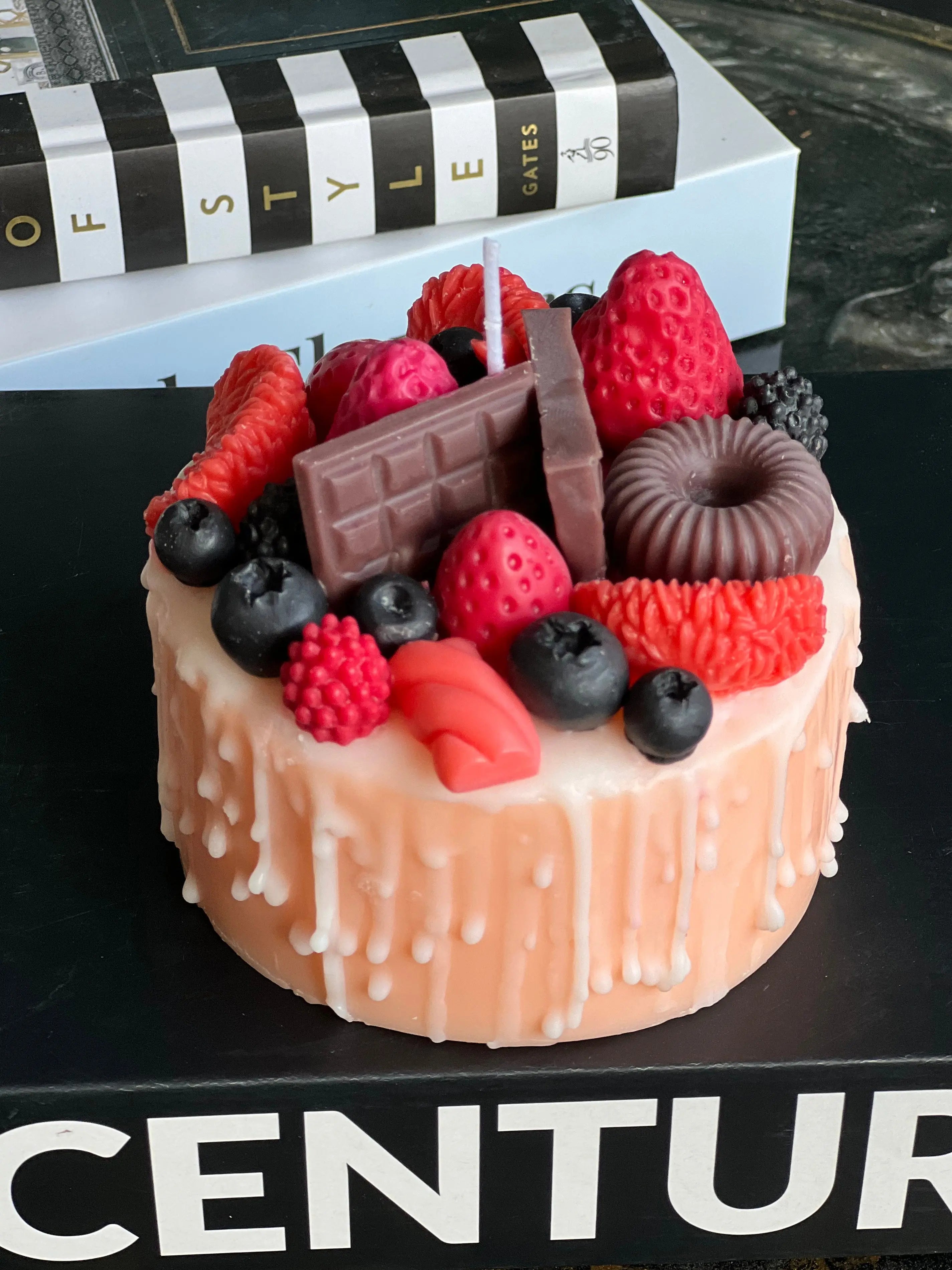 Dessert Cake Candle | Handmade Soy Wax Candle with Berries & Chocolate buy online Luxury Flowers Miami