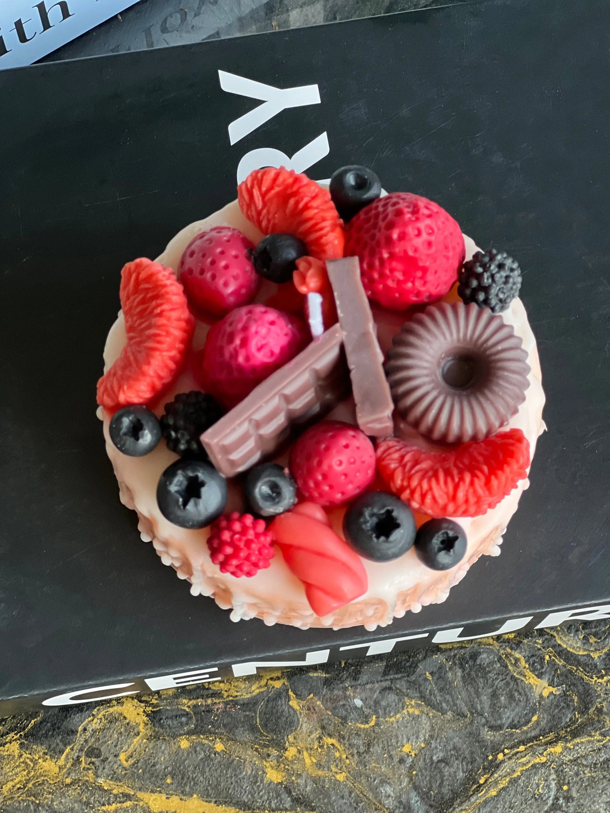 Dessert Cake Candle | Handmade Soy Wax Candle with Berries & Chocolate buy online Luxury Flowers Miami