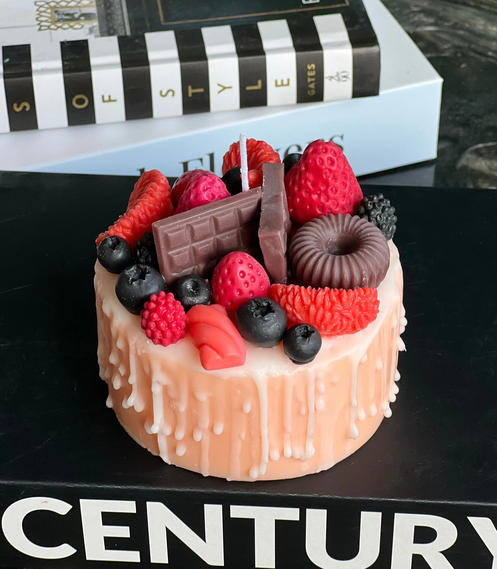 Dessert Cake Candle | Handmade Soy Wax Candle with Berries & Chocolate buy online Luxury Flowers Miami