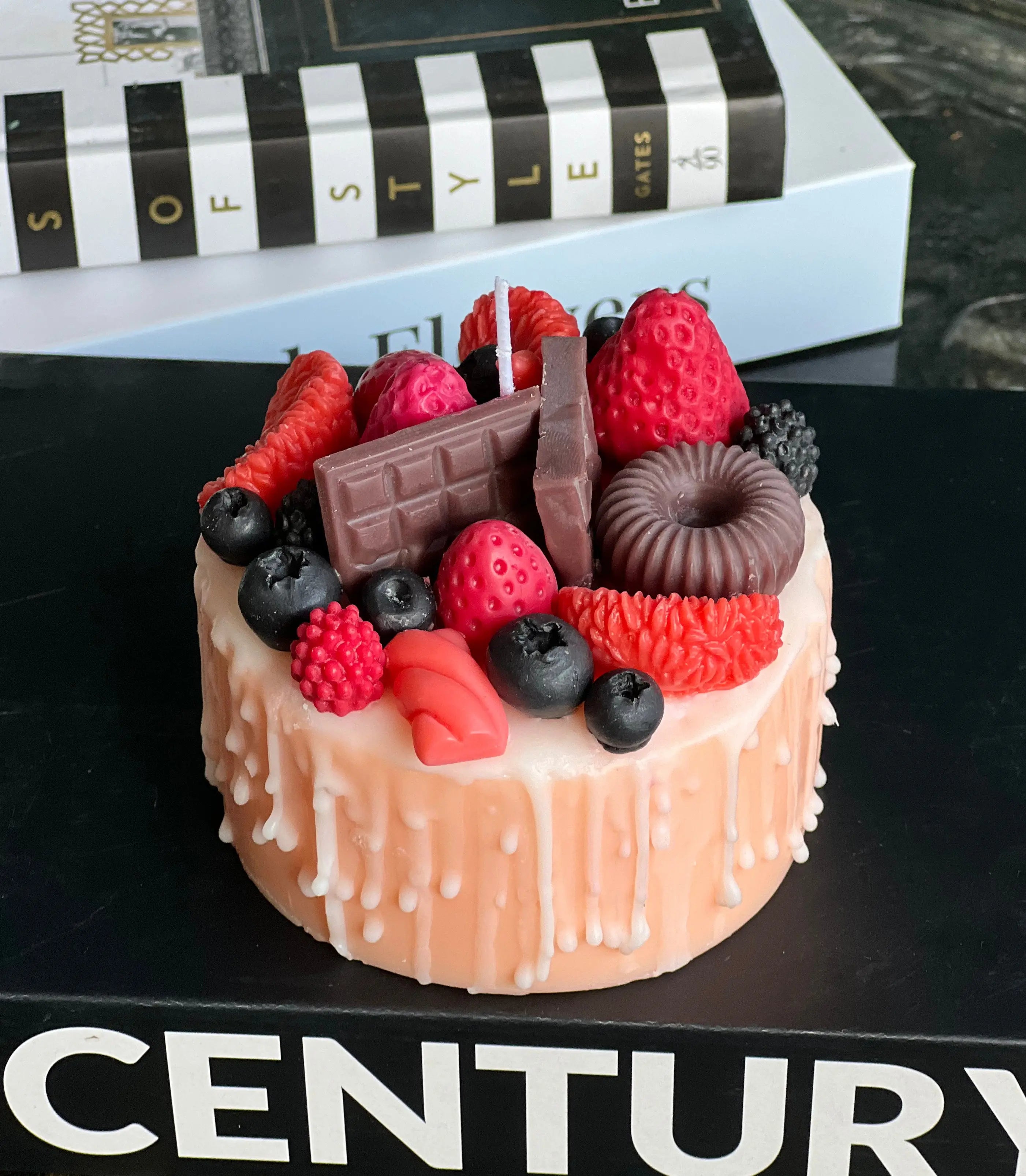 Dessert Cake Candle | Handmade Soy Wax Candle with Berries & Chocolate buy online Luxury Flowers Miami