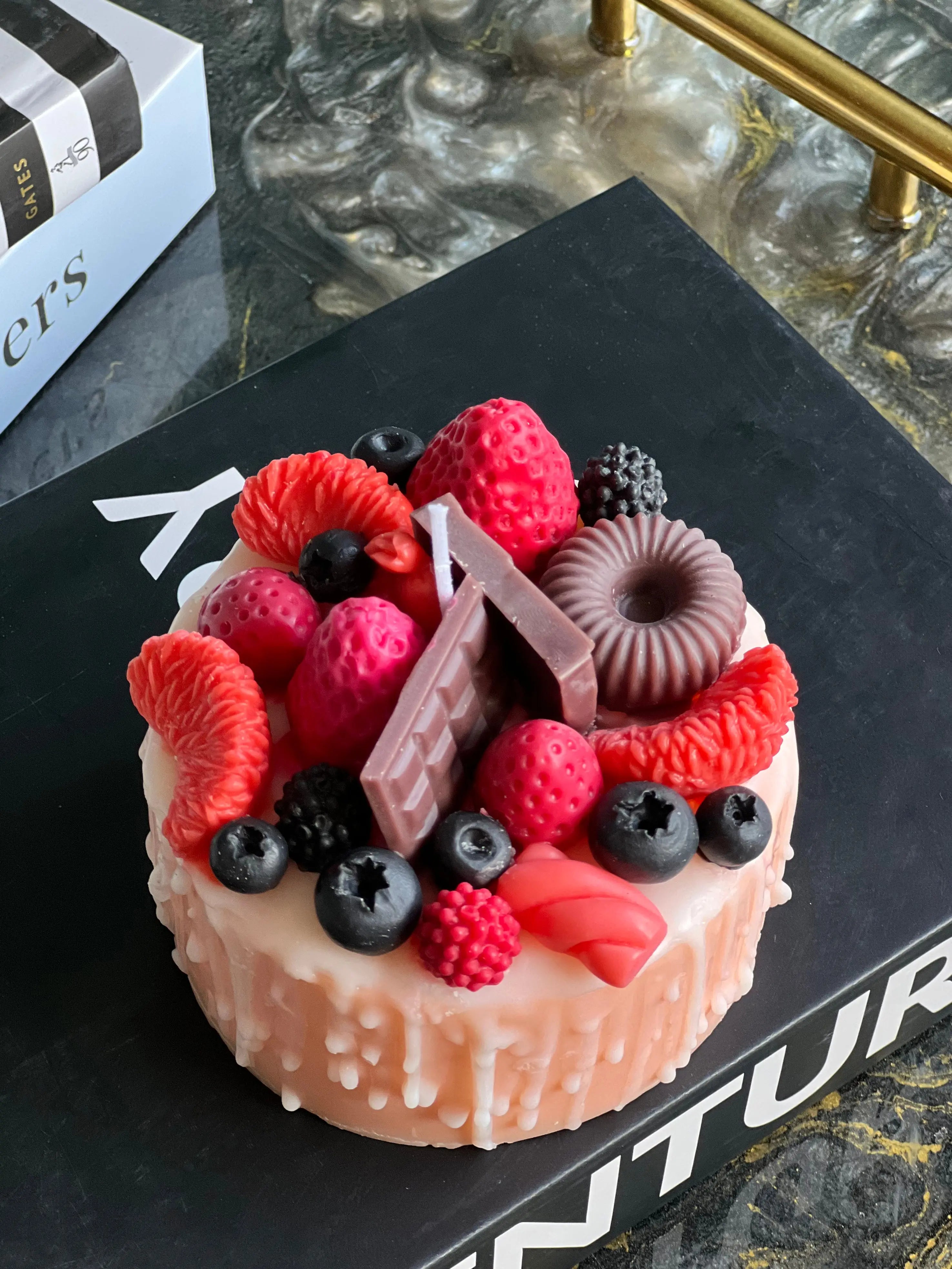 Dessert Cake Candle | Handmade Soy Wax Candle with Berries & Chocolate buy online Luxury Flowers Miami