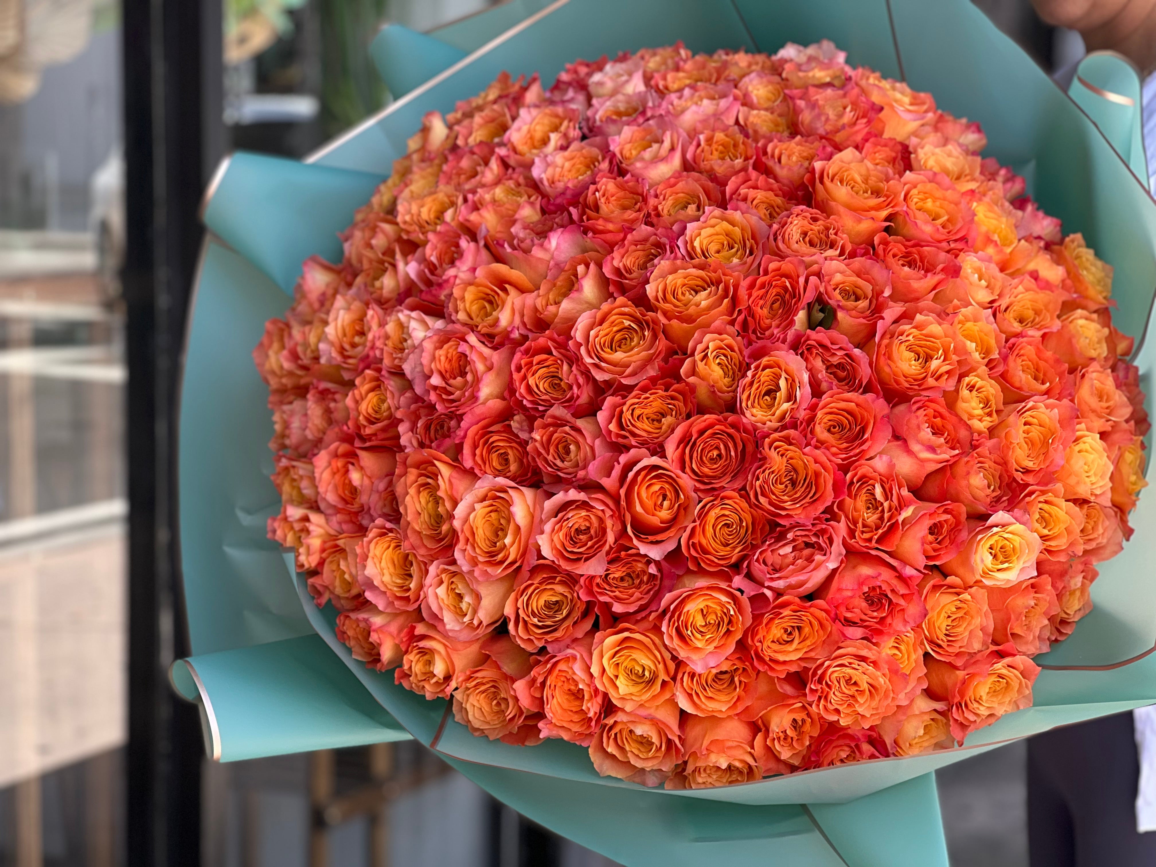 150 Premium Orange Roses Bouquet
