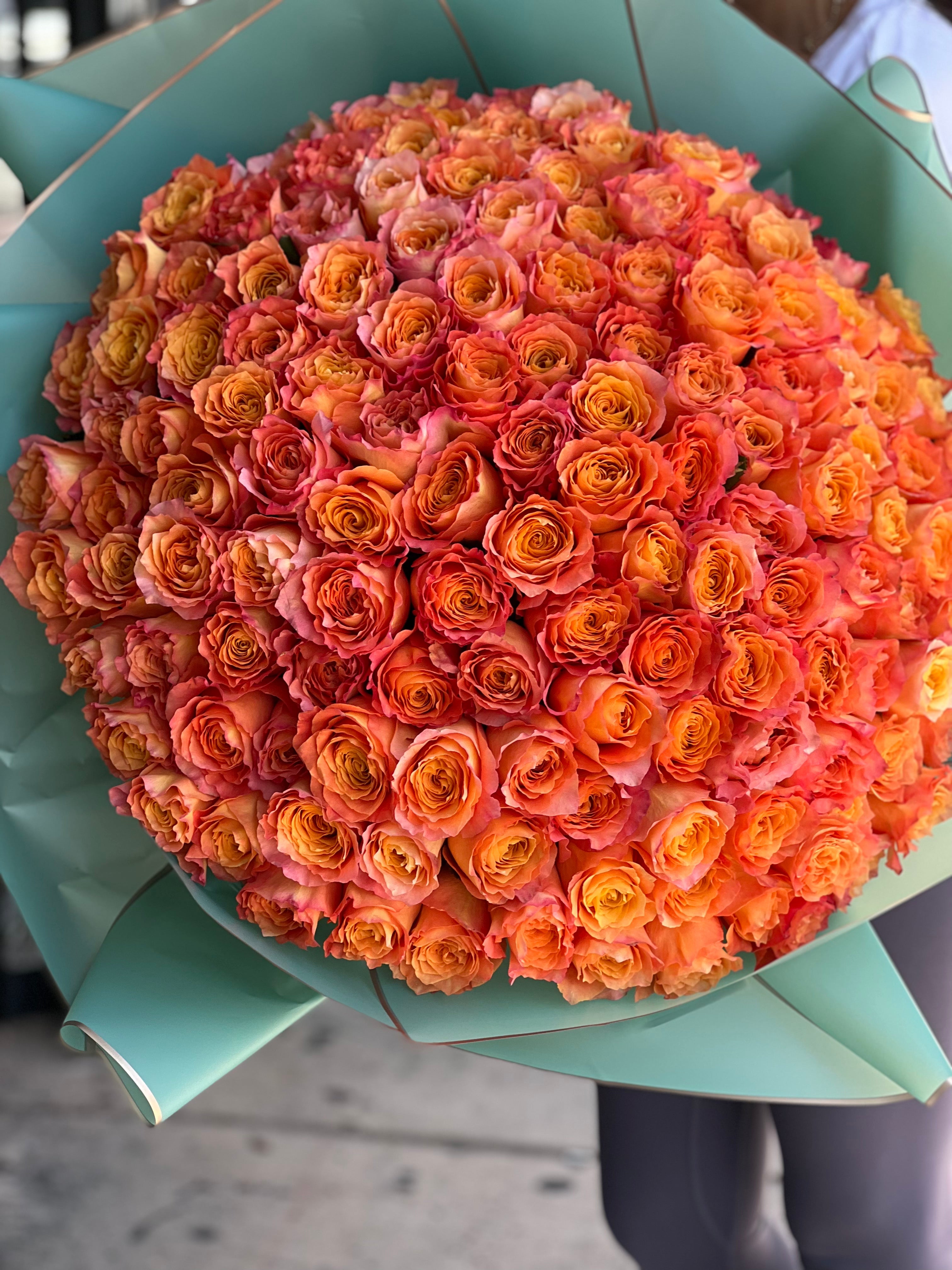 150 Premium Orange Roses Bouquet