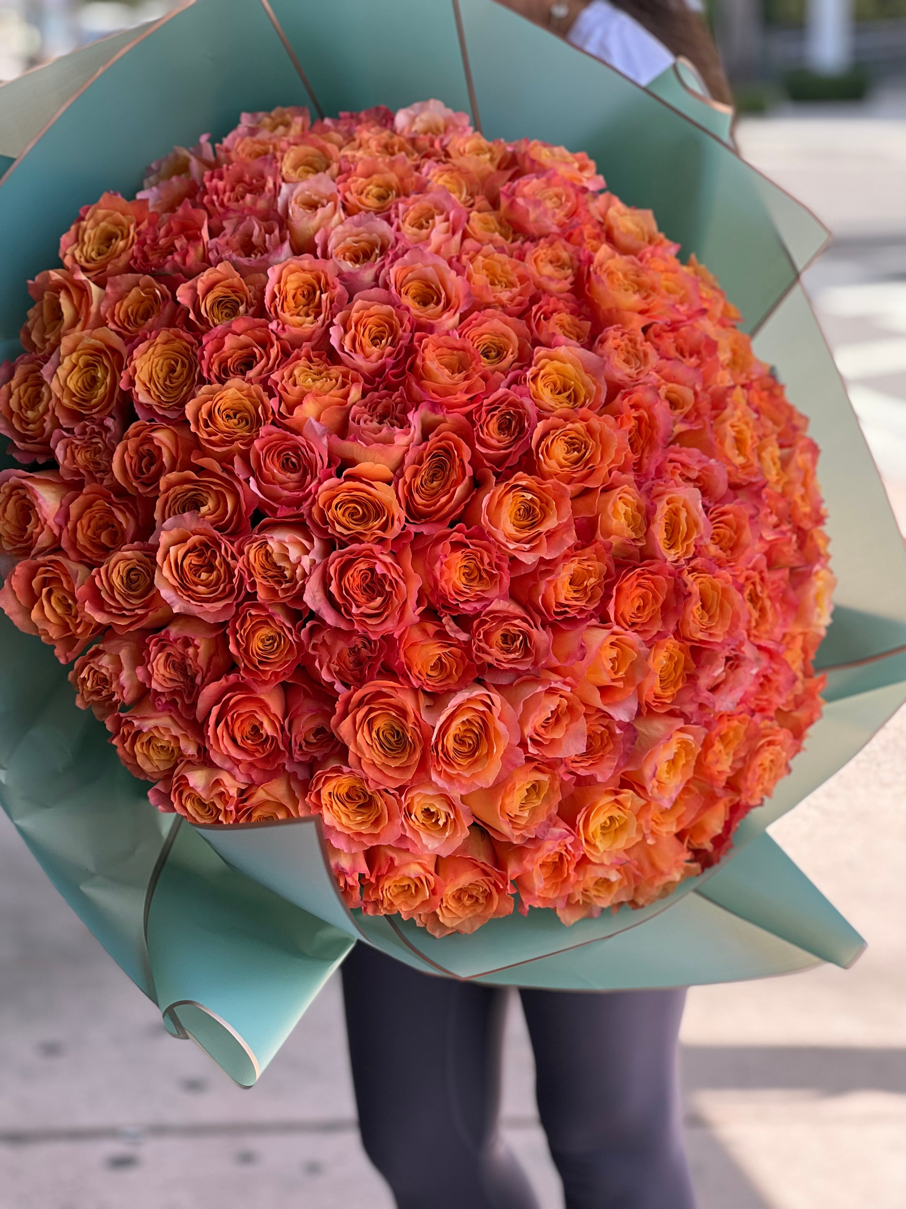 150 Premium Orange Roses Bouquet