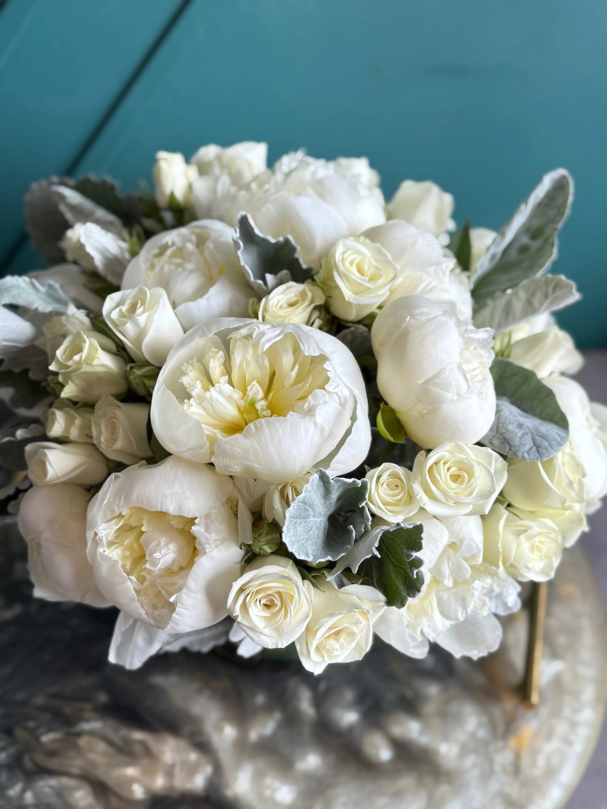 White Peonies & Roses Arrangement | Elegant Floral Design buy online Luxury Flowers Miami